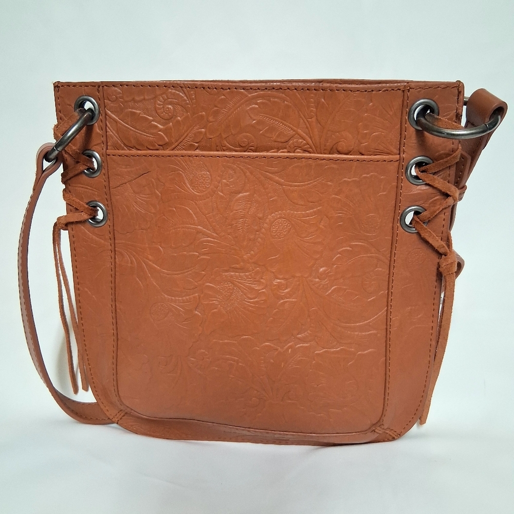 Lucky Brand Kay Floral Embossed Brown Crossbody Bag